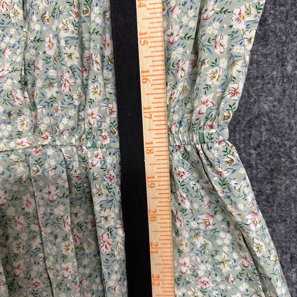 Leslie Fay Dress Womens Size S Petite Green Floral Pleated Elastic Waist Midi - Picture 3 of 6